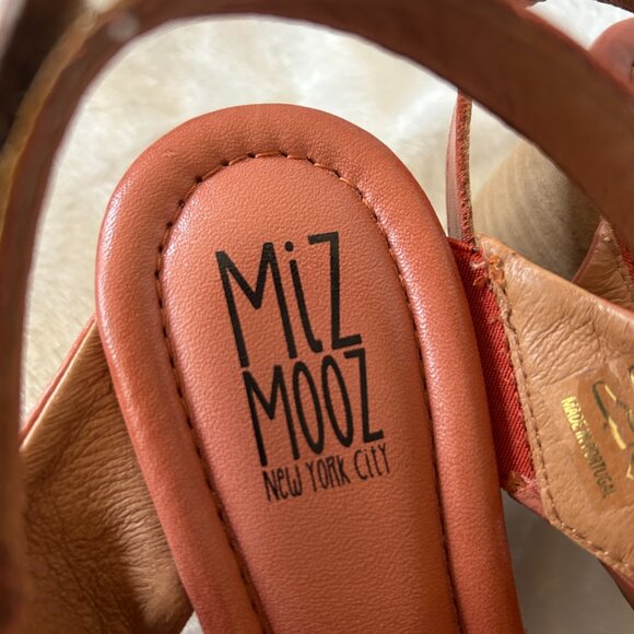 Miz Mooz Morgana Wedge Sandals Womens Size 38 Brandy Leather Strappy - Picture 5 of 6